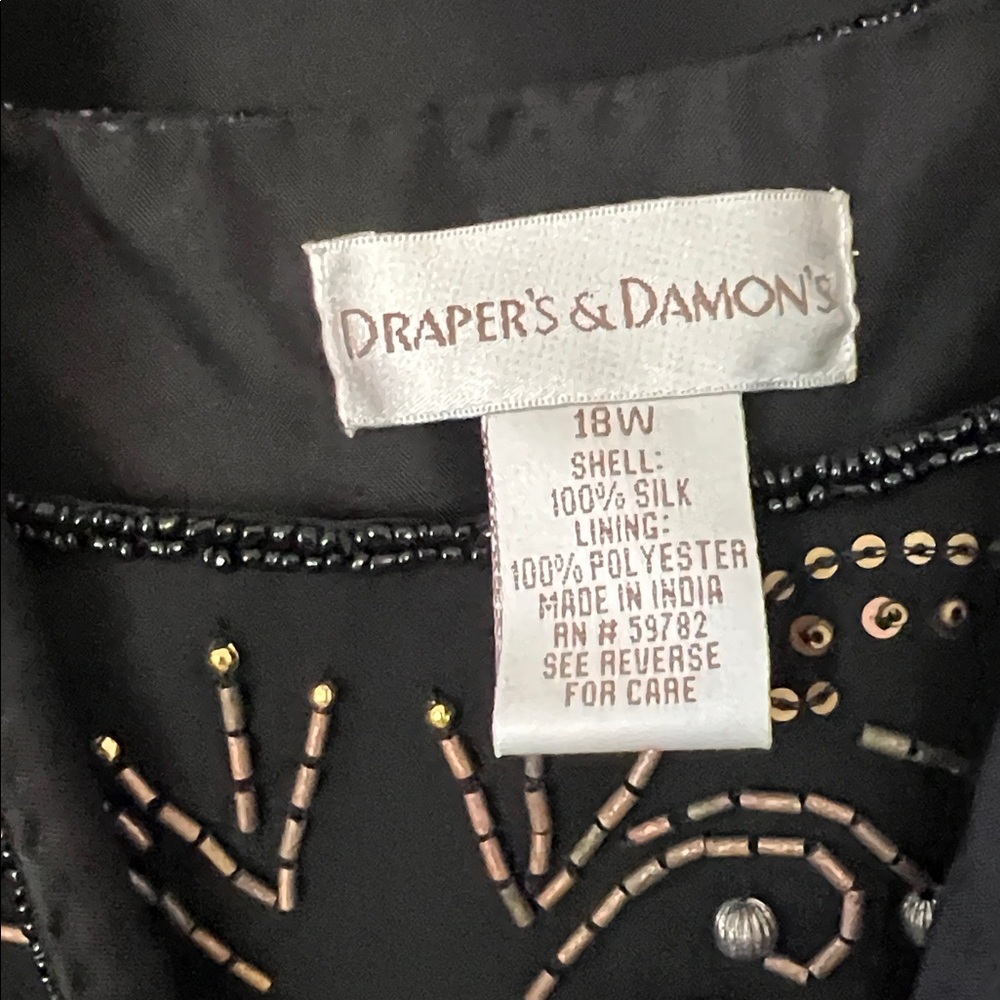 Draper’s & Damon’s Black Sheer Lined Jacket with Matching Camisole - Size 18W - Picture 4 of 9
